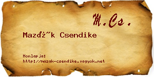 Mazák Csendike névjegykártya